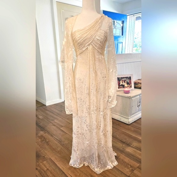 NWOT'S - ALEX EVENINGS - Cream White Floral Print On Shear- Size 4 - 2 piece set - Picture 9 of 11